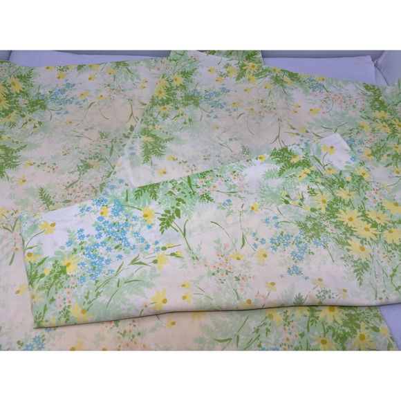 Vintage Pillowcase Set Standard Floral Percale 80s - Picture 2 of 4